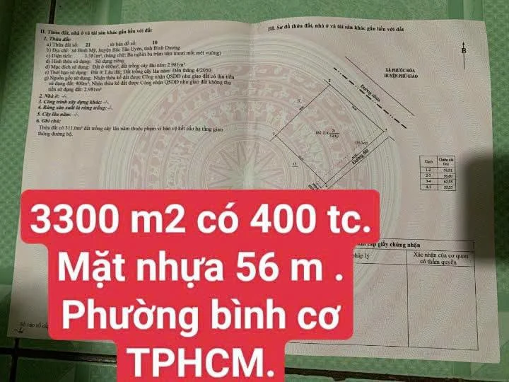 Bán đất 3300m2 hai mặt tiền Phường Bình Cơ 4.7 tỷ - Ảnh 1