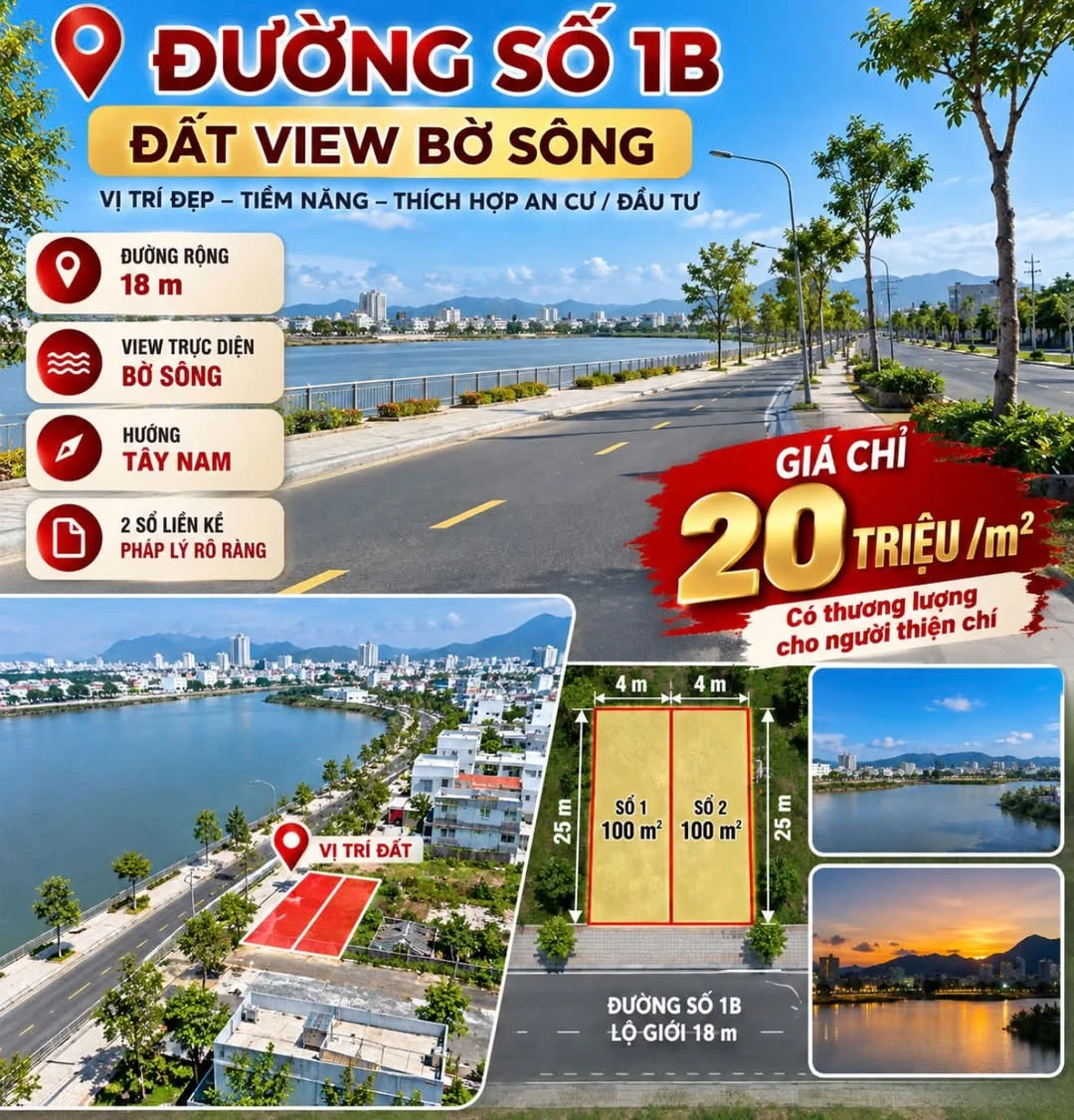 Bán 200m² đất view sông, Đường số 1B, Quy Nhơn, 4 tỷ - Ảnh 1