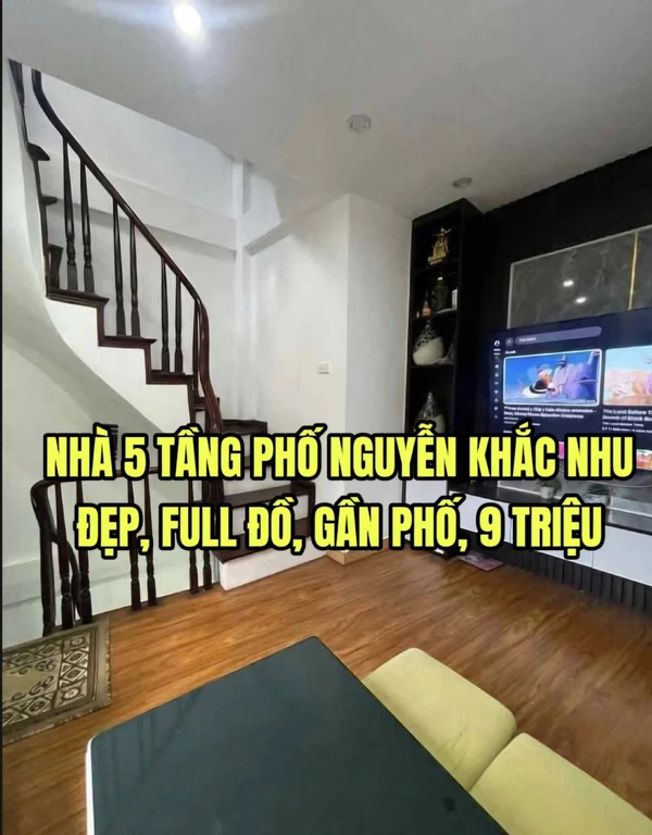 Cho thuê nhà Nguyễn Khắc Nhu 18m² 5 tầng 9 triệu/tháng