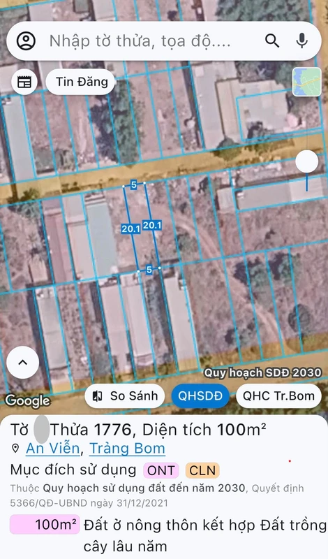 Bán đất thổ cư An Viễn Đồng Nai 100m2, giá 1 tỷ 80 triệu