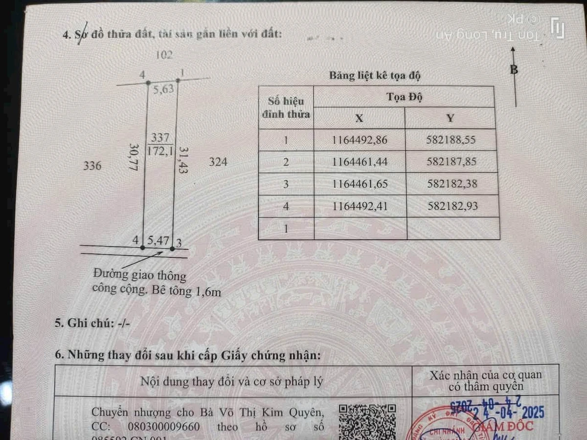 Bán lô đất Tân Trụ 5,47x31m 520 triệu - Ảnh thu nhỏ 4
