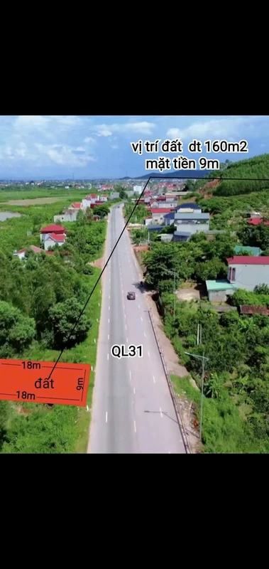 Bán đất thổ cư mặt Quốc lộ 31, 160m2, mặt tiền 9m, Lục Ngạn, Bắc Giang