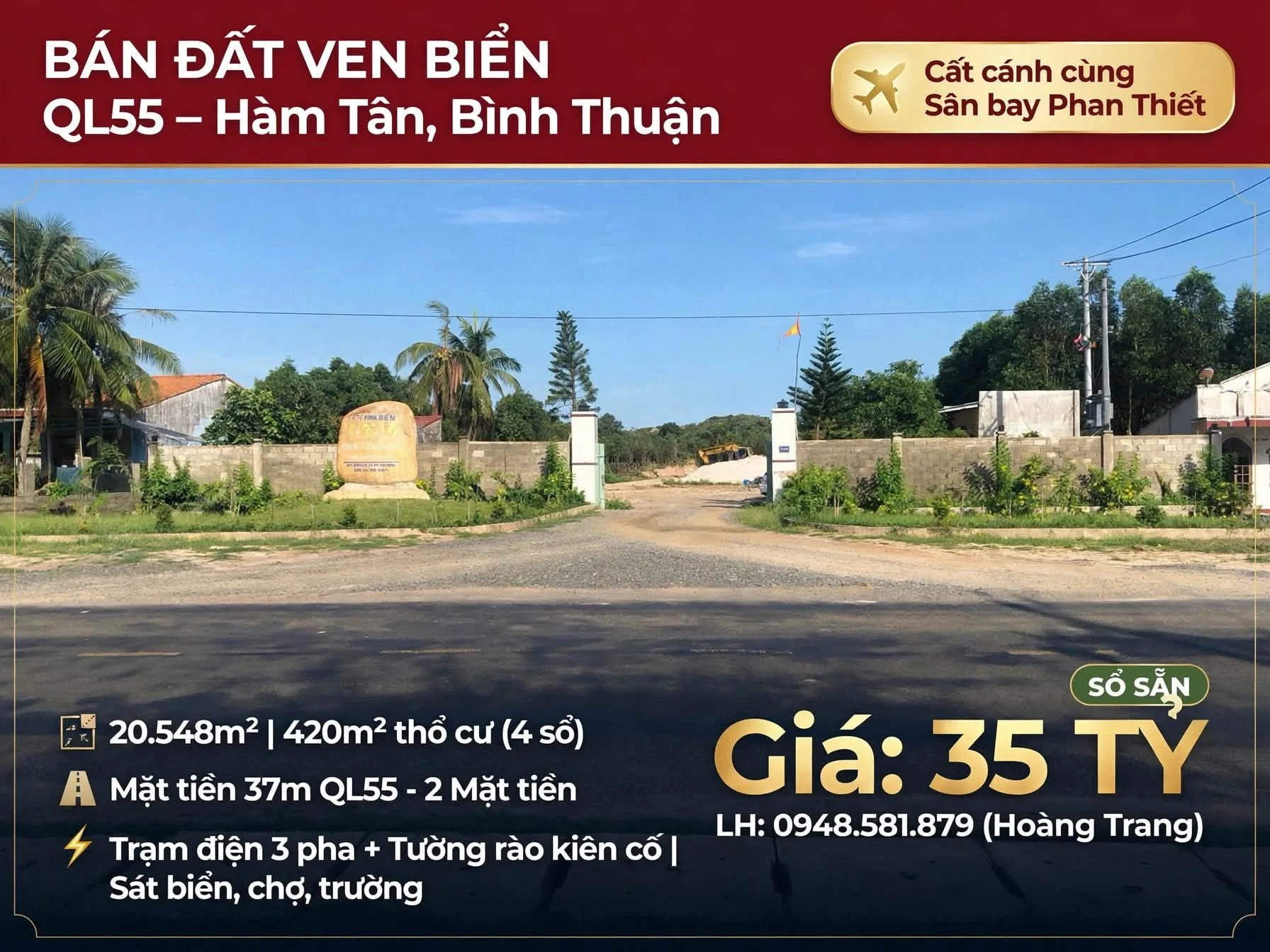 Bán đất ven biển QL55 Hàm Tân 20.548m² Bình Thuận - Ảnh 1
