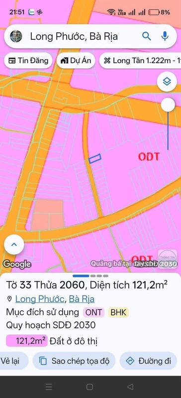 Bán đất Long Phước Bà Rịa 120m2 ngang 7m, 1 tỷ 380 triệu