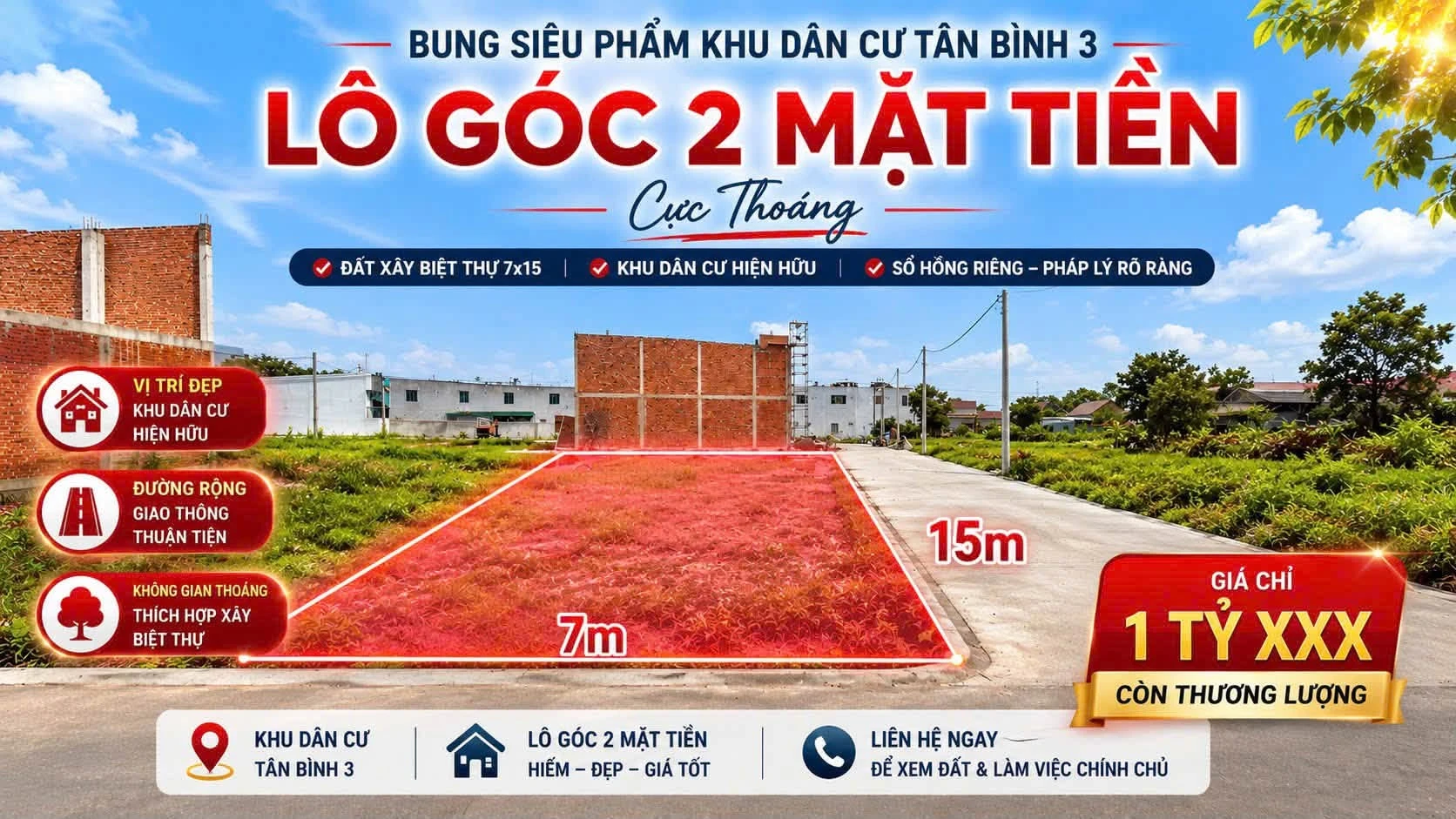 Bán đất góc 2 mặt tiền xây biệt thự mini 1 tỷ Tân Triều - Ảnh 1
