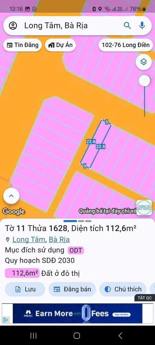 Bán lô đất góc 110m2 (5x22) mặt tiền Đặng Xuân Bắc, Long Tâm, Bà Rịa, giá 2,8 tỷ - Ảnh thu nhỏ 3