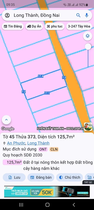 Bán lô đất An Phước Long Thành 126m2, 1.7 tỷ
