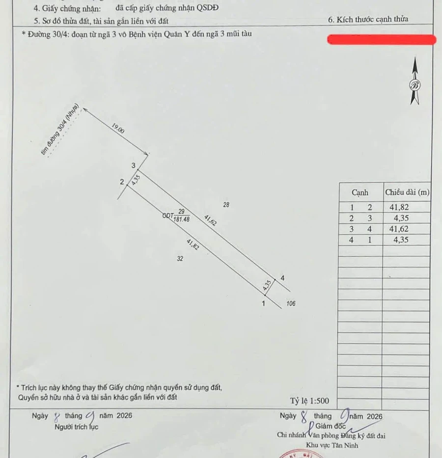 Bán đất mặt tiền đường 30/4, Tây Ninh, 181 m², 6 tỷ 525 triệu - Ảnh thu nhỏ 2