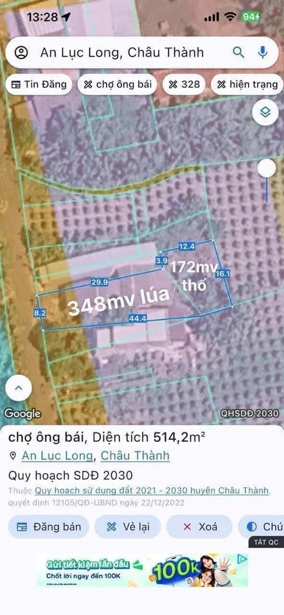 Bán đất mặt tiền chợ ông bái hơn 500m2, 750 triệu - Ảnh thu nhỏ 2