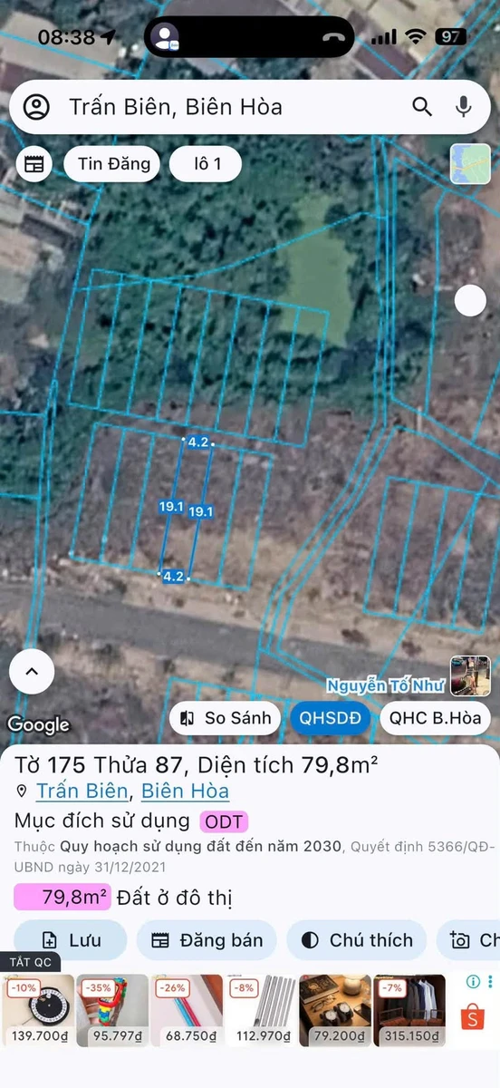 Bán đất tái định cư 79,8m2 khu Thống Nhất - Tân Mai, Phường Tam Hiệp, Biên Hòa - Ảnh thu nhỏ 5