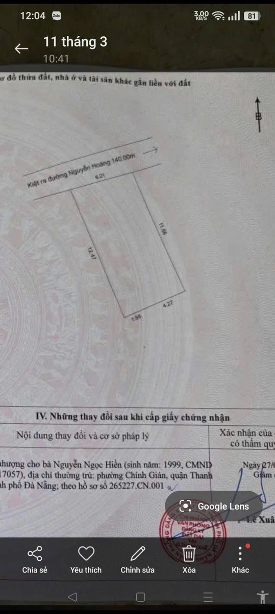 Bán lô đất 75m² ngang 6.2m kiệt Nguyễn Hoàng Đà Nẵng - Ảnh thu nhỏ 2