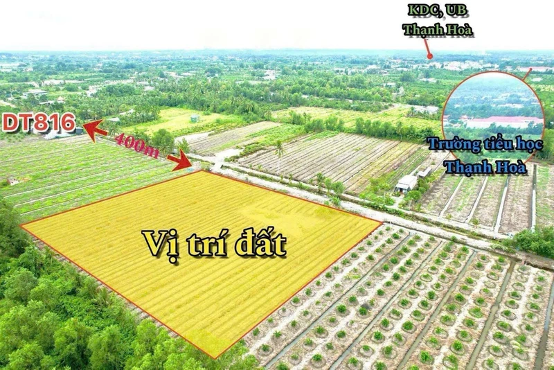 Bán đất thổ vườn 10x80m, 2 lô liền kề, xã Thạnh Hòa, Bến Lức, Long An