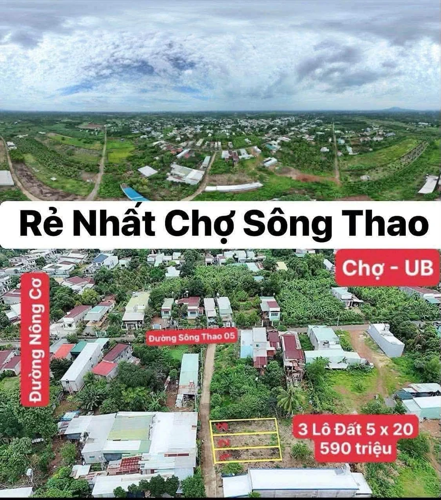 Bán 3 lô đất Sông Thao 100 m² sổ riêng 590 triệu - Ảnh 1