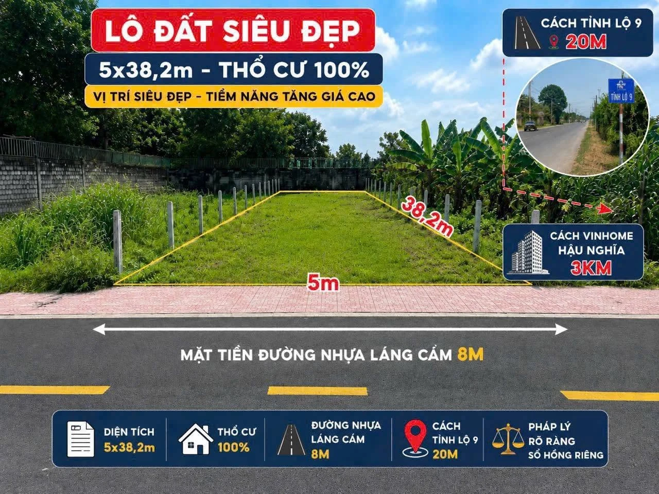 Bán lô đất mặt tiền đường nhựa Láng Cẩm, Đức Lập, Tây Ninh, 5x38.2m, giá 2,55 tỷ - Ảnh 1