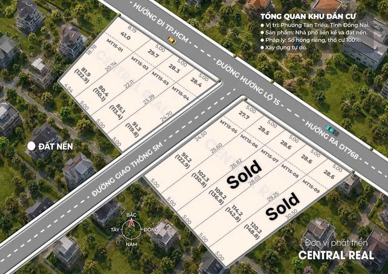 Bán lô đất mặt tiền Hương Lộ 15, 5,3x30m (159m²), sổ riêng thổ cư - Ảnh 1