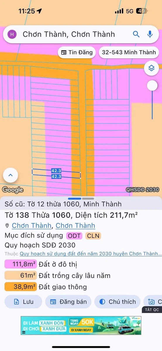 Bán đất Chơn Thành 210m² 420 triệu gần Becamex - Ảnh thu nhỏ 2