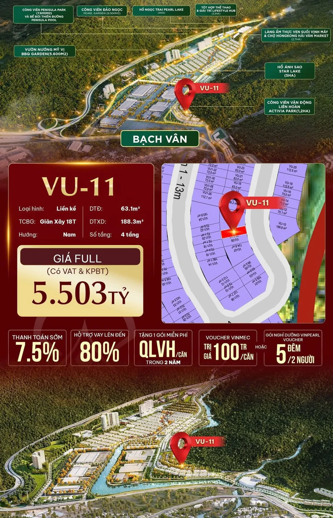 Bán liền kề VU-11 Bạch Vân 4 tầng, 188m² sàn, 5,5 tỷ, Thủ Đức - Ảnh 1