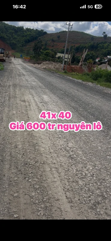 Bán lô đất nền 41x40m mặt đường Quảng Phú Lâm Đồng 600 triệu
