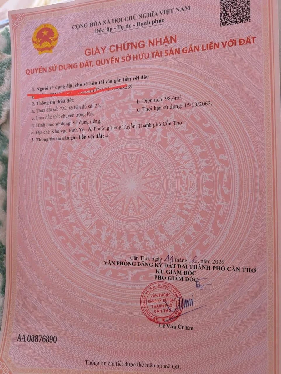 Bán đất mặt tiền hẻm 4m Võ Văn Kiệt, Cần Thơ 98,4m2 - 280 triệu - Ảnh thu nhỏ 2