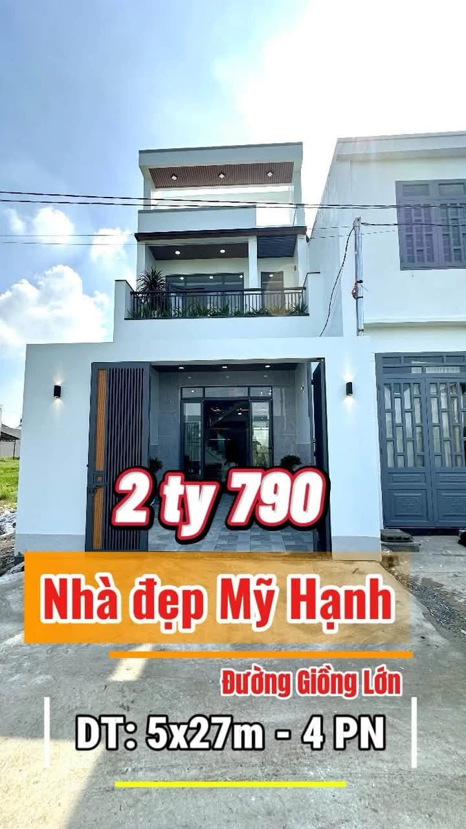 Bán nhà sổ hồng riêng 4PN 135m2 Xã Mỹ Hạnh Tây Ninh - Ảnh 1