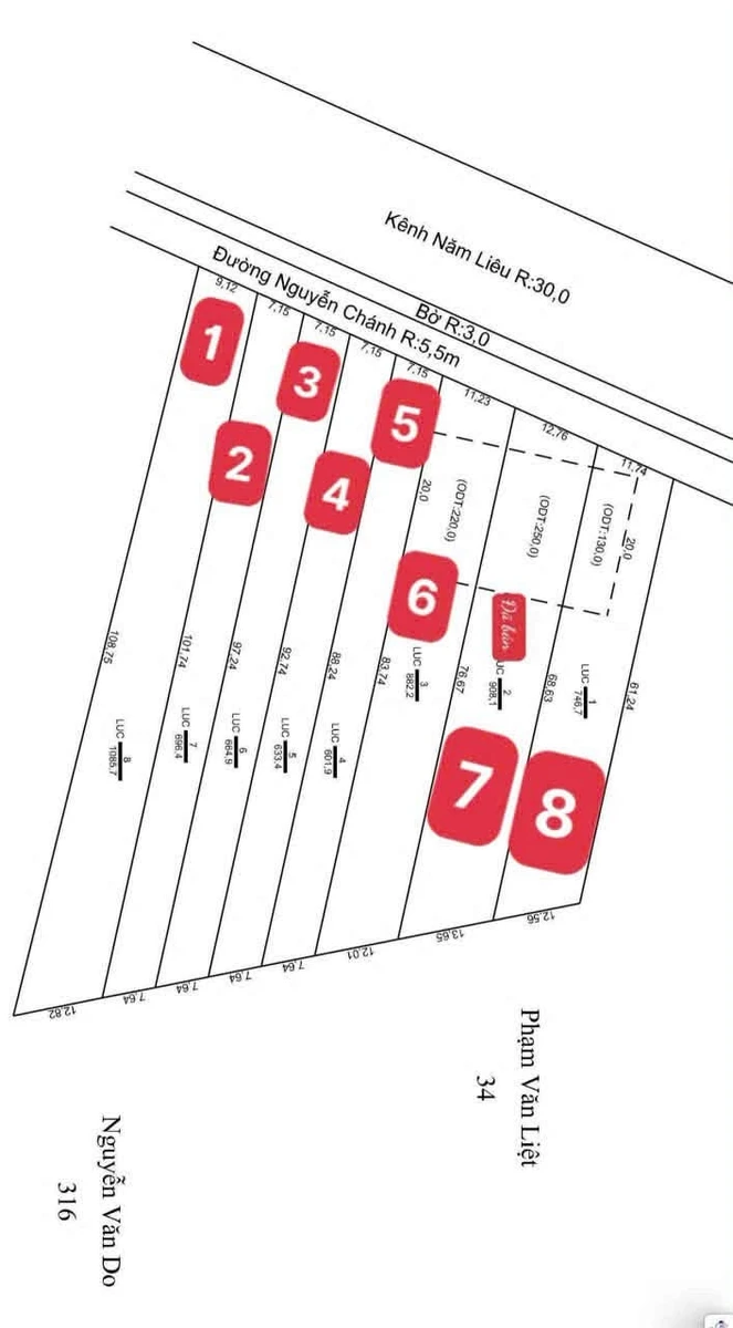 Bán 8 lô đất mặt tiền Nguyễn Chánh, An Giang, 601-1085m² - Ảnh thu nhỏ 5