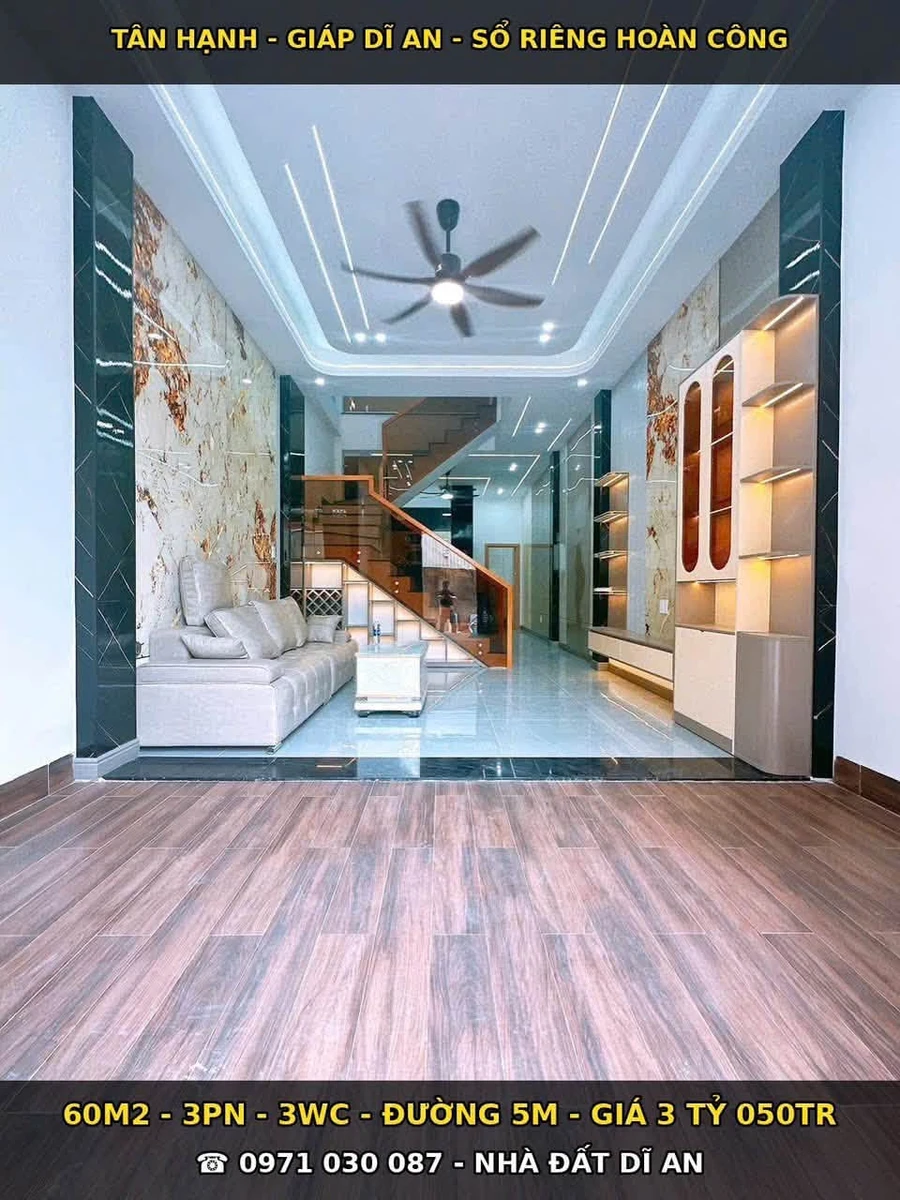 Bán nhà mới 3 phòng ngủ 60m² Tân Hạnh Dĩ An 3 tỷ 50 - Ảnh thu nhỏ 5