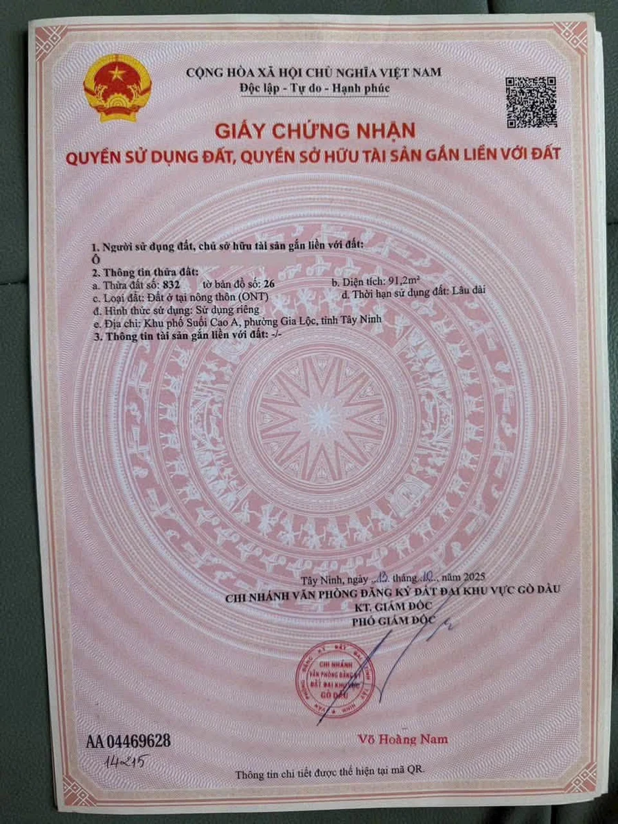 Bán nền đất 91.2m² Gia Lộc Tây Ninh 375 triệu - Ảnh thu nhỏ 3