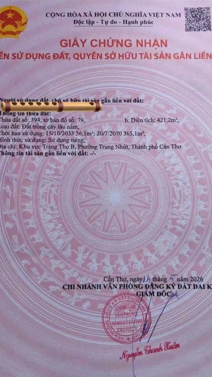 Bán nền 421m2 Thốt Nốt Cần Thơ 1 tỷ 100 triệu - Ảnh thu nhỏ 5
