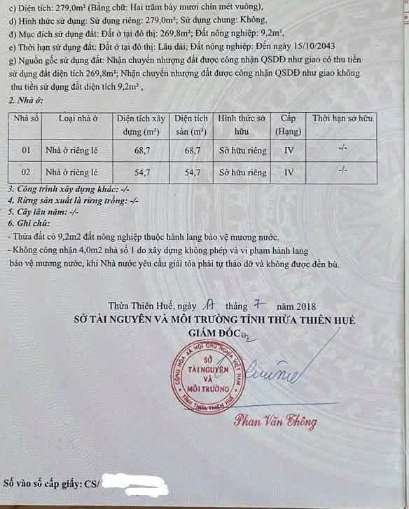 Bán lô đất 279m2 có nhà trọ, Điện Biên Phủ, Huế, 5 tỷ - Ảnh 1