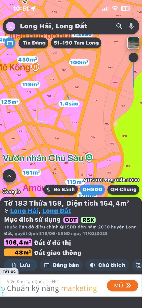 Bán đất thị trấn Long Hải 154m² mặt tiền 1,7 tỷ - Ảnh thu nhỏ 2