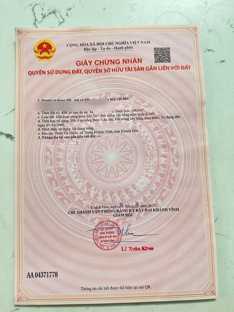 Bán đất thổ cư 346m2 xã Khánh Hiệp Khánh Hòa - Ảnh thu nhỏ 4
