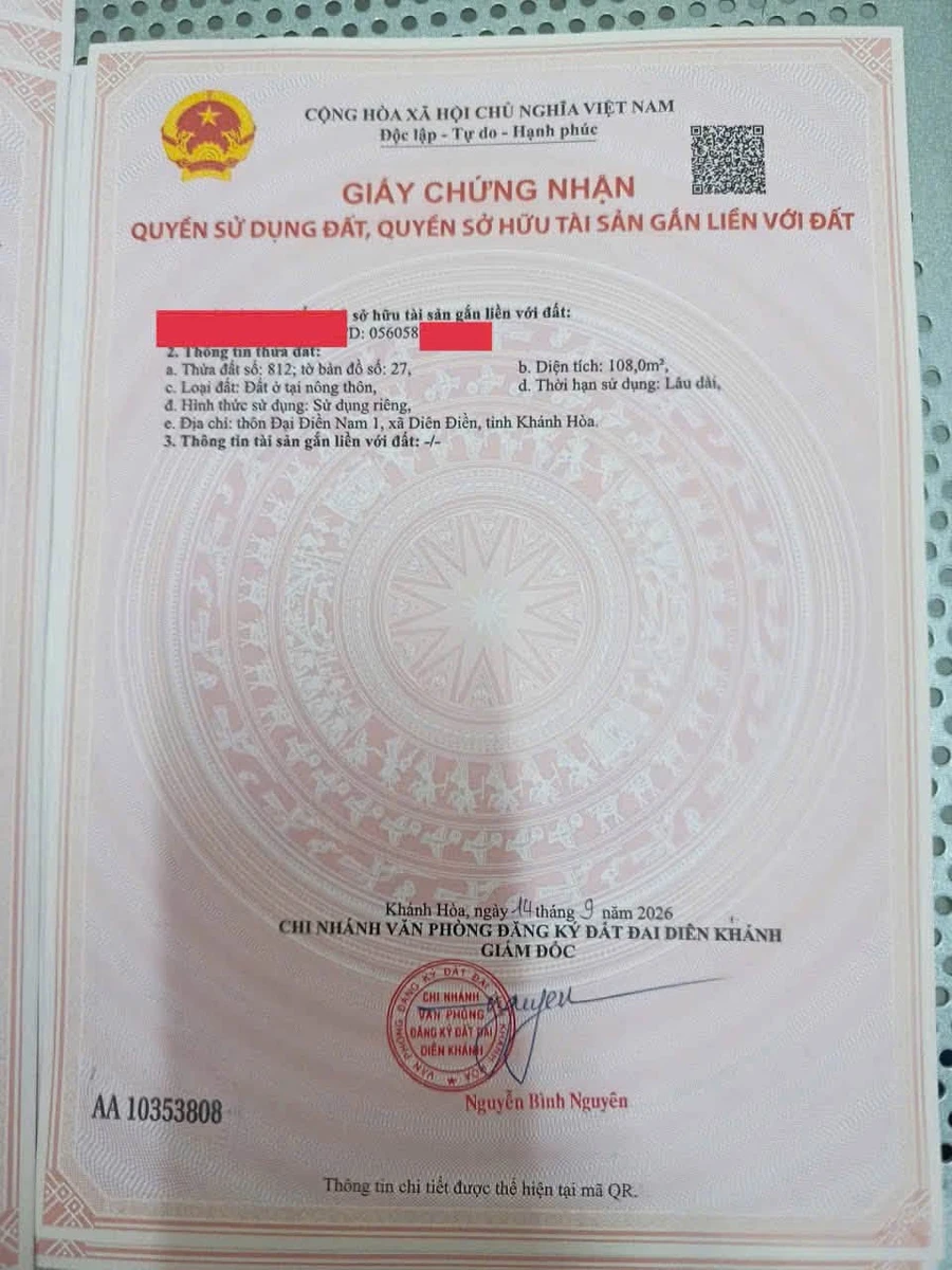 Bán lô đất góc 2 mặt tiền Diên Sơn 108m2 - Ảnh 1
