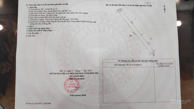 Bán 3 thửa đất liền ranh tổng 11.234,3m2 tại Bình Thới, Bình Đại, Bến Tre