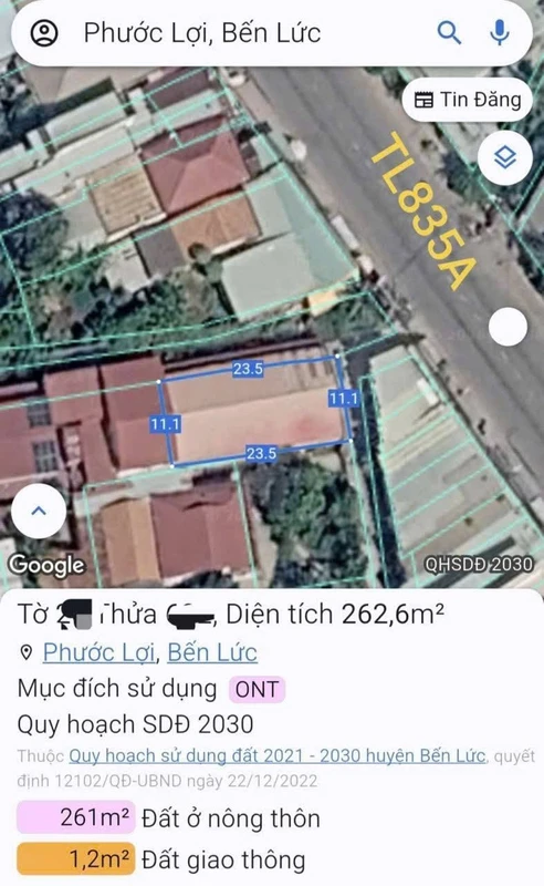 Bán xưởng mini đường TL835A, Tây Ninh, 262m²