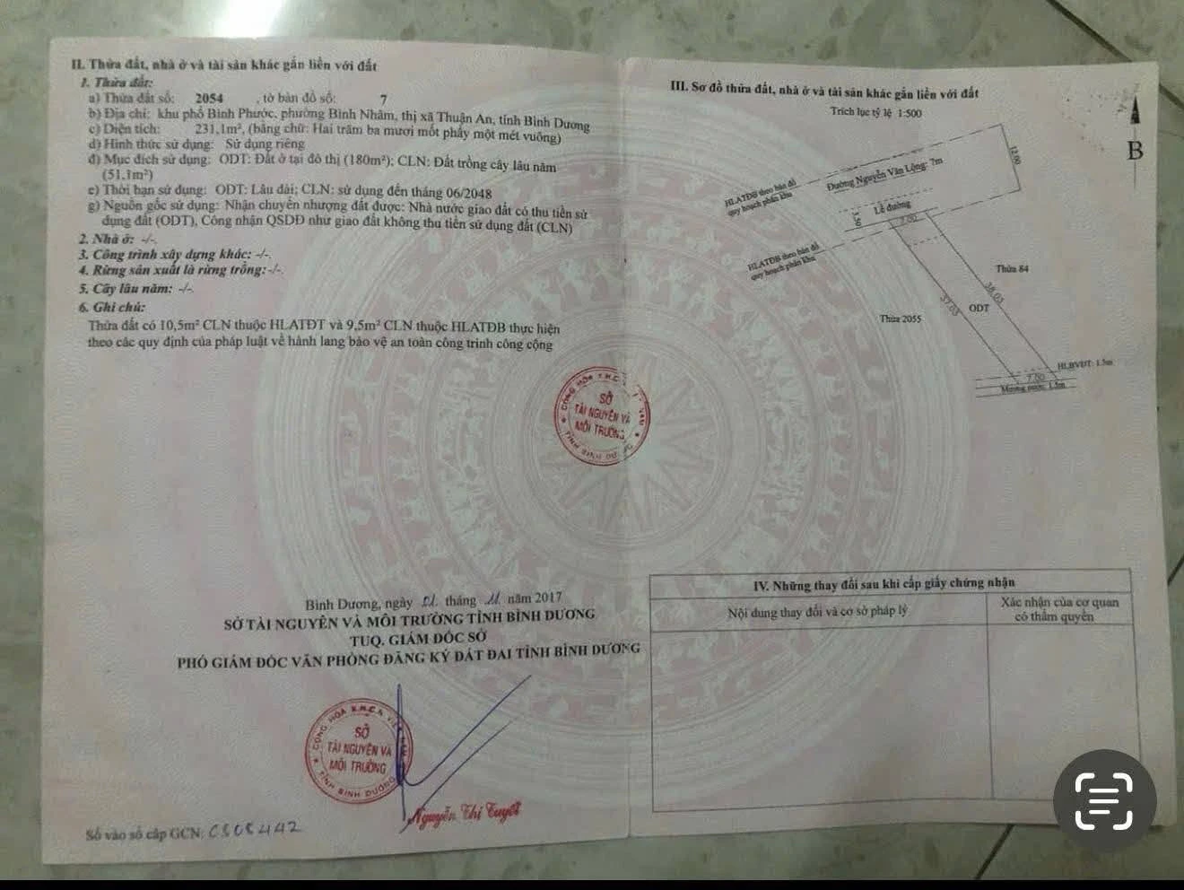 Bán đất mặt tiền đường Nguyễn Văn Lộng 231m2 giá 9,5 tỷ, Phường Lái Thiêu - Ảnh 1