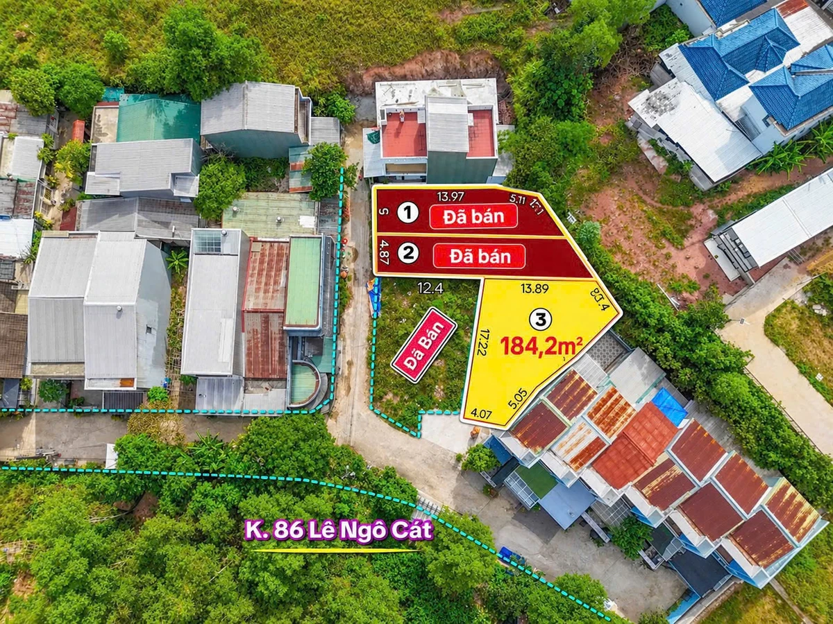 Bán đất 184,2m² toàn bộ đất ở, K86 Lê Ngô Cát, Huế, giá 1,58 tỷ - Ảnh thu nhỏ 2