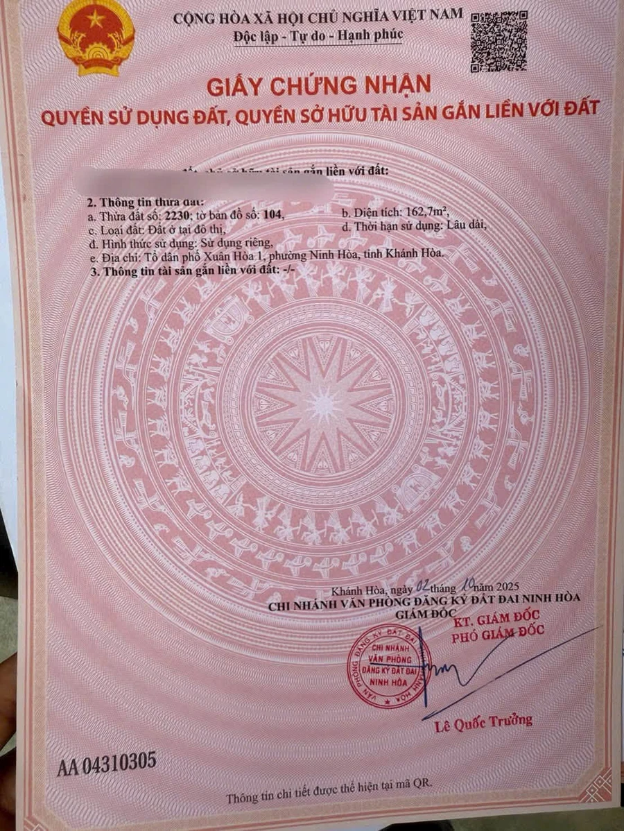 Bán đất ở đô thị Xuân Hoà 1 Ninh Hoà 162,7m2 590 triệu - Ảnh 1