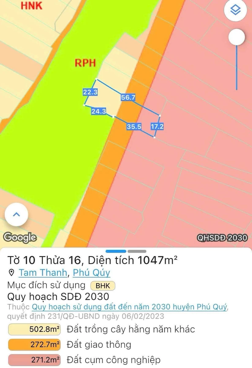 Bán đất nông nghiệp 1047m² giá 600 triệu tại Phú Quý - Ảnh thu nhỏ 2