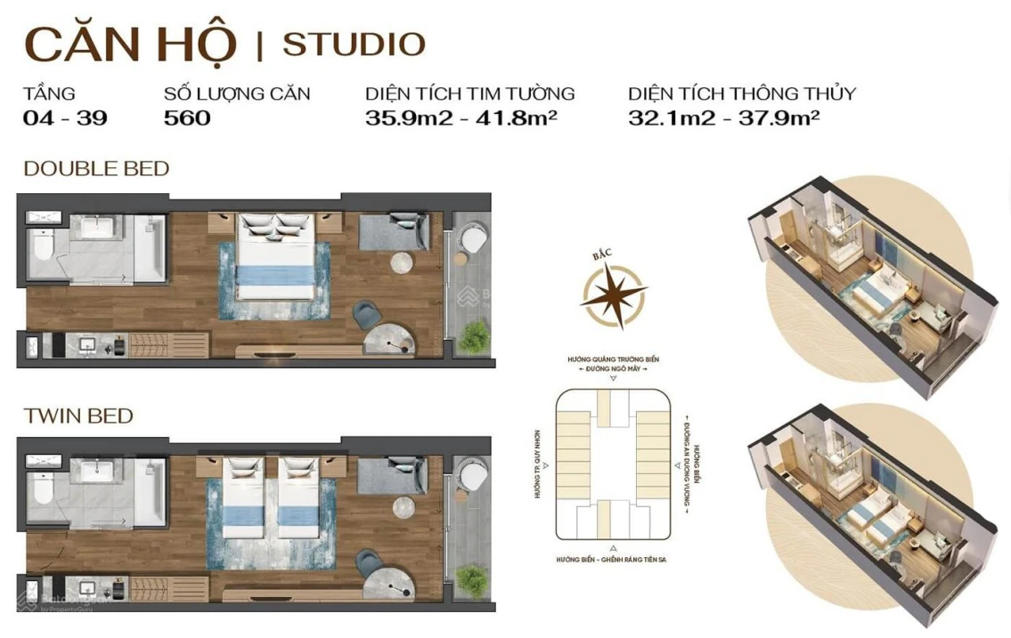 Căn hộ View biển & mặt quảng trường Q'Terra Quy Nhơn Studio 32m từ 1,79 tỷ | Booking giai đoạn đầu - Ảnh thu nhỏ 3