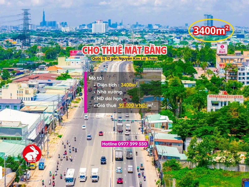 Cho thuê mặt bằng kho xưởng 3400m² Lái Thiêu, Bình Dương