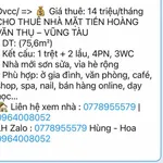 Cho thuê nhà mặt tiền 75,6m² 4PN 3WC Hoàng Văn Thụ Vũng Tàu - Ảnh thu nhỏ 1