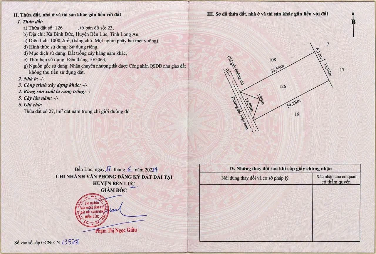 Bán 1 công đất vườn 850 triệu Bình Đức Bến Lức - Ảnh 1