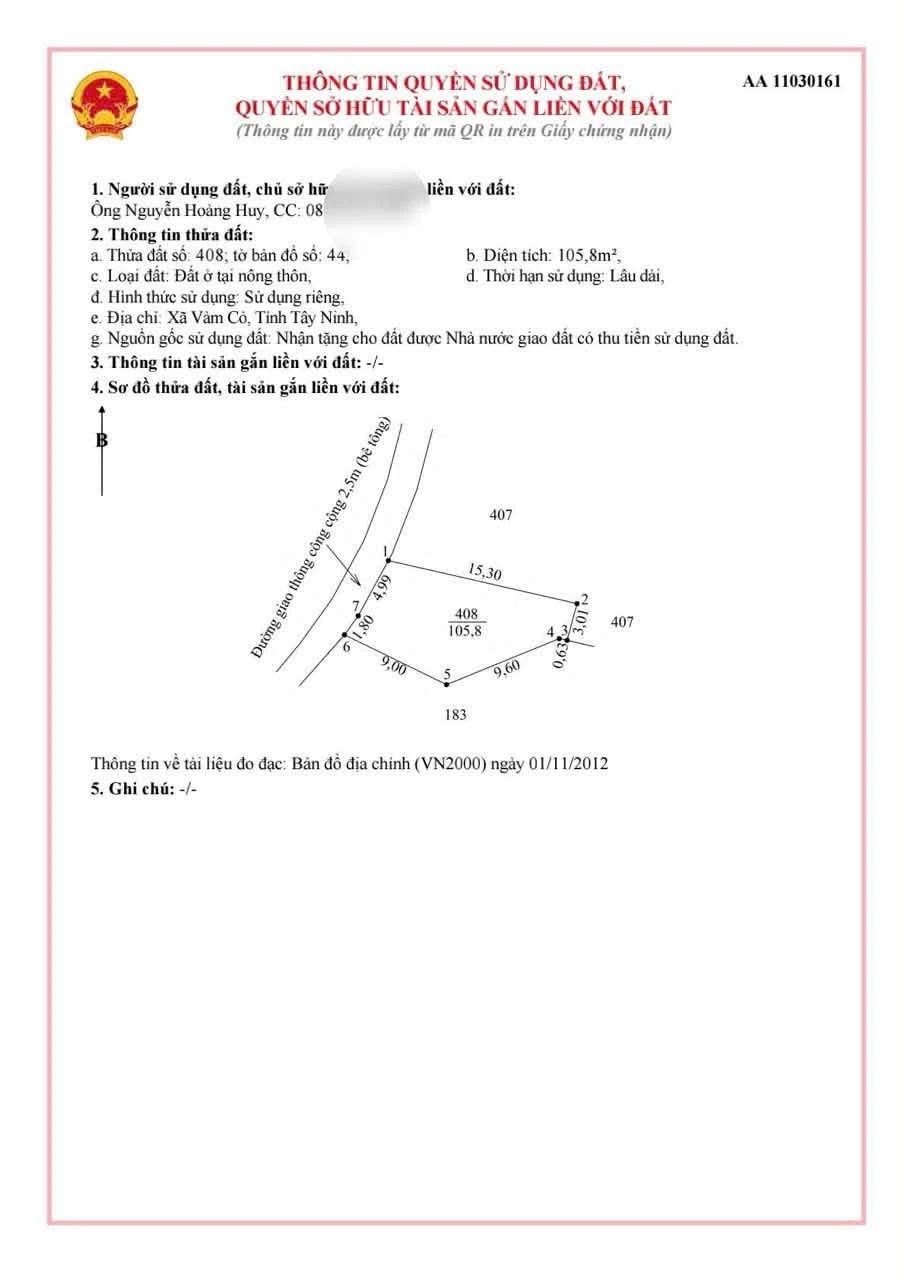 Bán đất 100m² Đức Tân Tân Trụ, giá 239 triệu - Ảnh 1