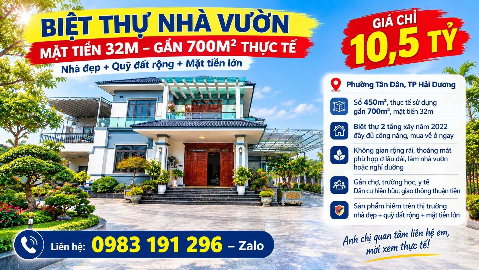 Biệt thự 700m² mặt tiền 32m gần Hải Dương 10,5 tỷ - Ảnh 1