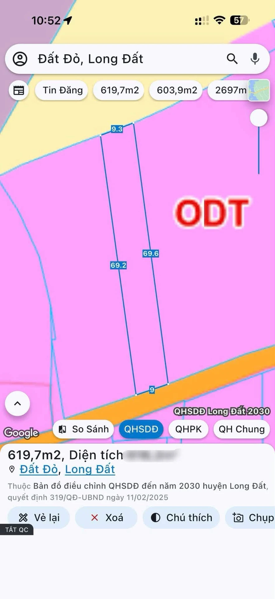 Bán đất 617.9m2 Xã Đất Đỏ 1 tỷ 50 triệu - Ảnh 1