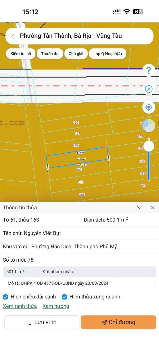 Bán đất 500m2 khu phố 4 Hắc Dịch, Bà Rịa - Vũng Tàu 1.6 tỷ - Ảnh thu nhỏ 3