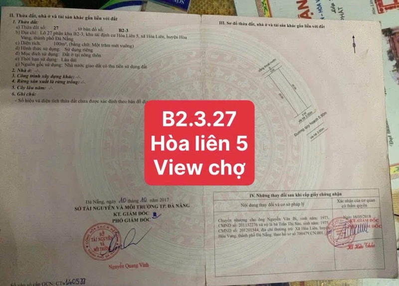 Bán đất TĐC Hoà Liên 5, 100m², 2.3 tỷ, Đà Nẵng