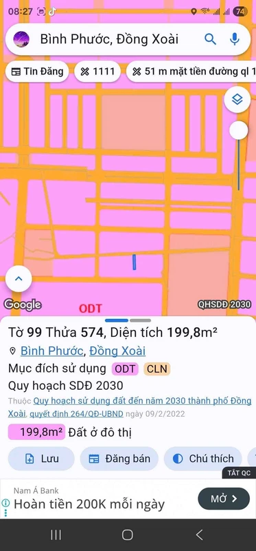 Bán lô đất 400m² Đồng Xoài, Bình Phước, 1 tỷ 950 triệu