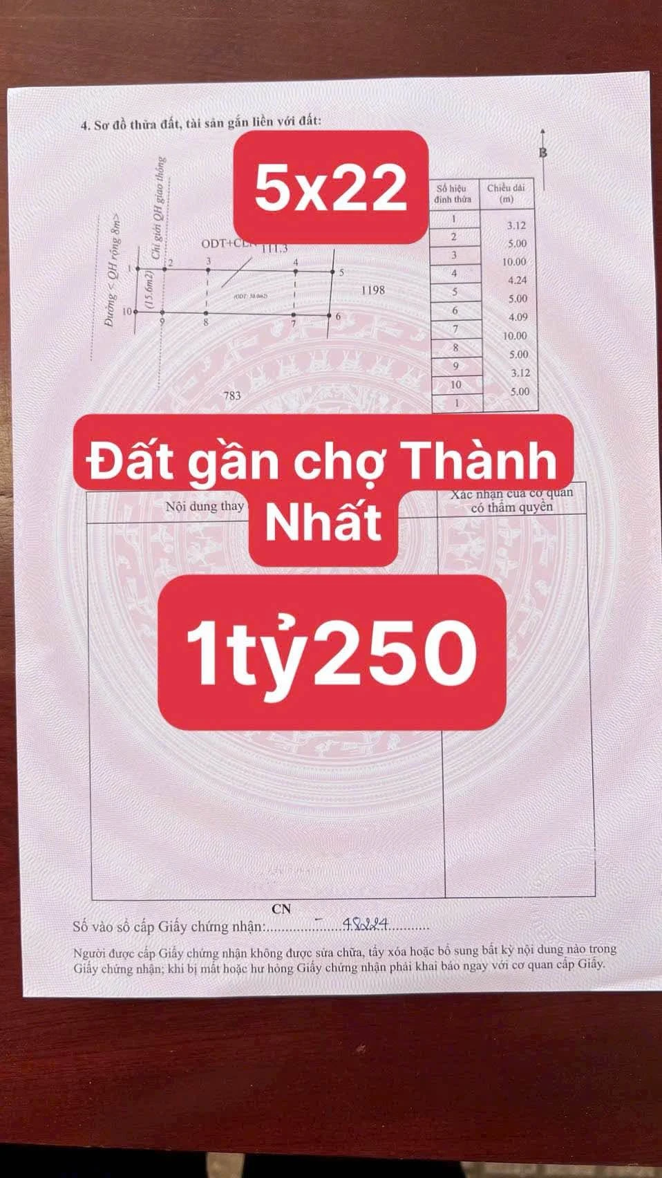Bán đất hẻm Nguyễn Phúc Chu Quận 12, 110m², 1 tỷ 250 triệu - Ảnh 1
