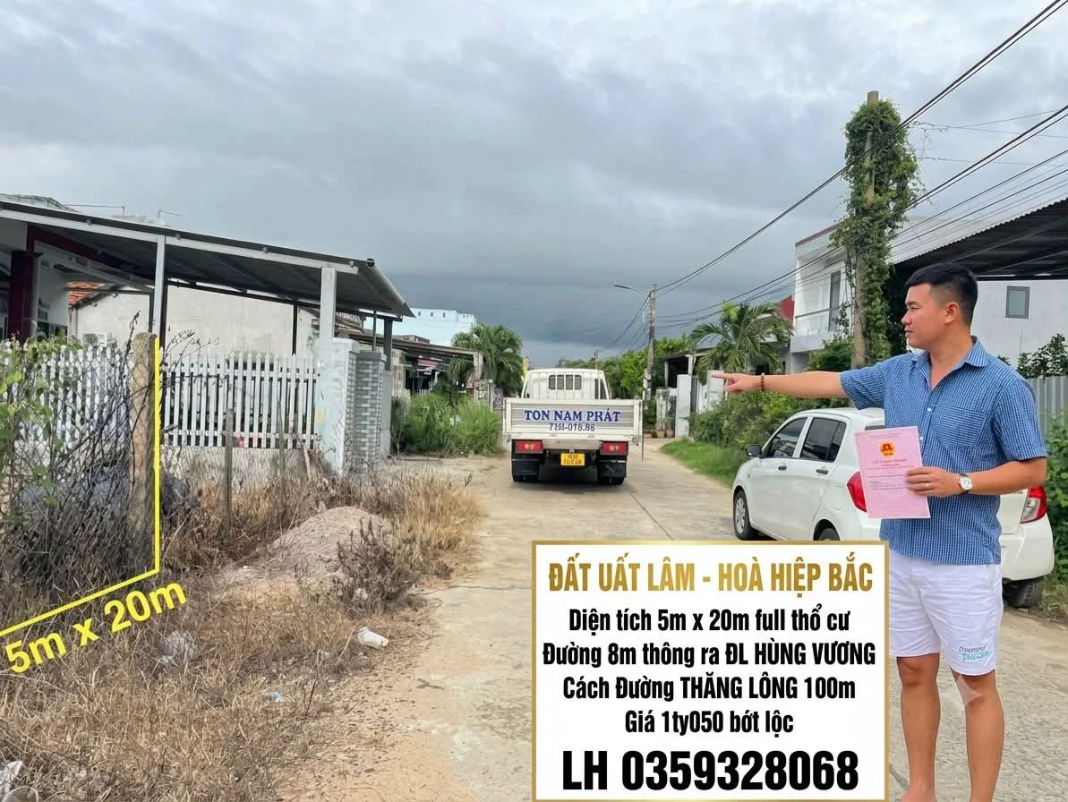 Bán đất thổ cư Hoà Hiệp Bắc 100m² 1 tỷ 50 - Ảnh 1